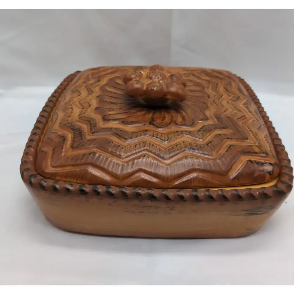 Williams Sonoma Vintage 9 Inch Square Covered Terrine 2012 Rustic Stoneware